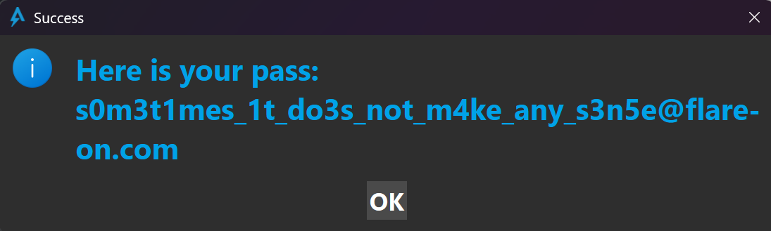 Success message with the decrypted flag