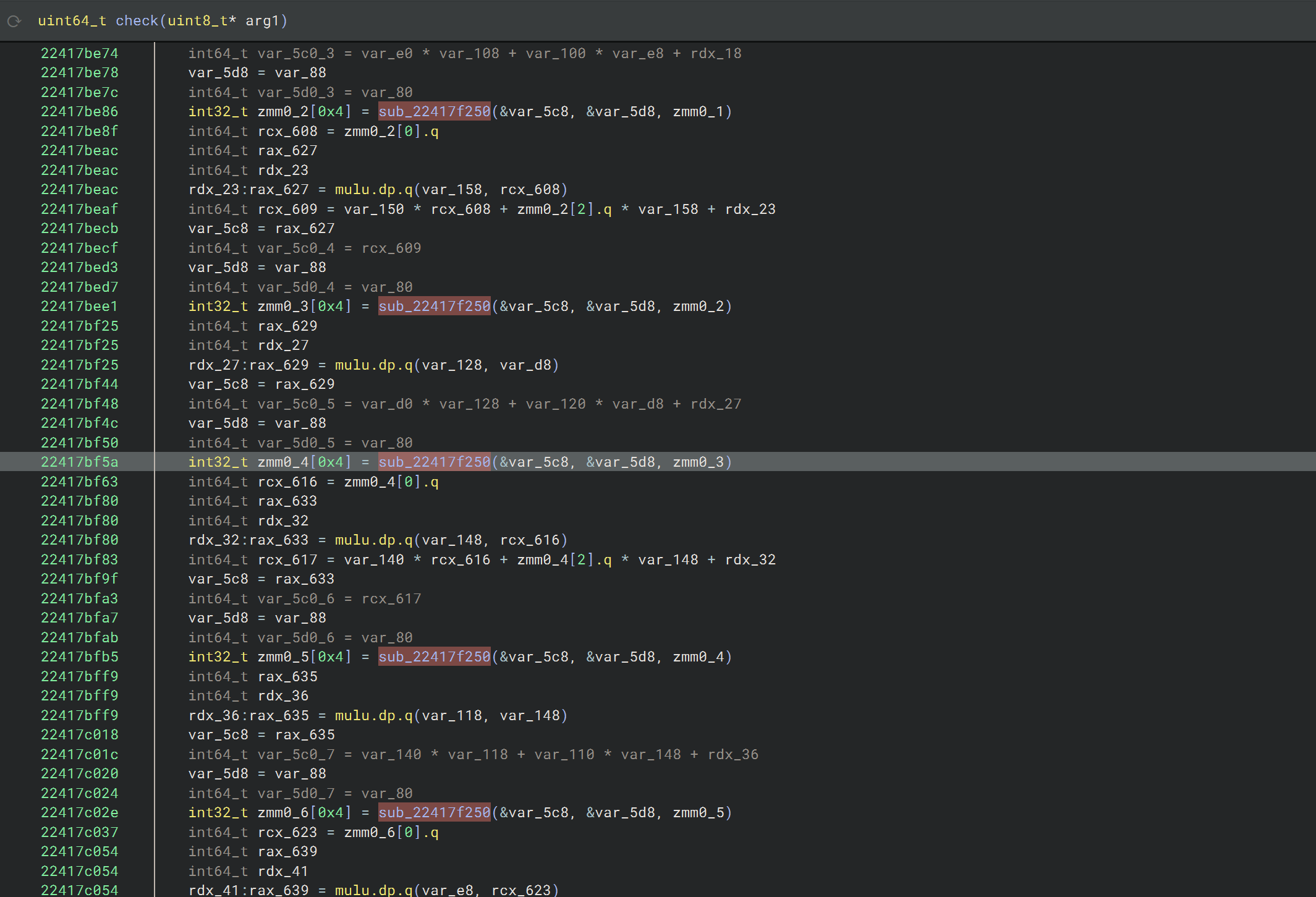 Repeated calling of a single function from the check function